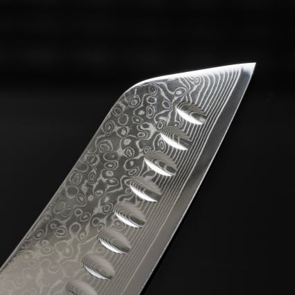 Gudaro - Cuțit Santoku din oțel damasc TAKUMI 7, 67 de straturi de oțel, lungime 17,5 cm, mâner din nuc