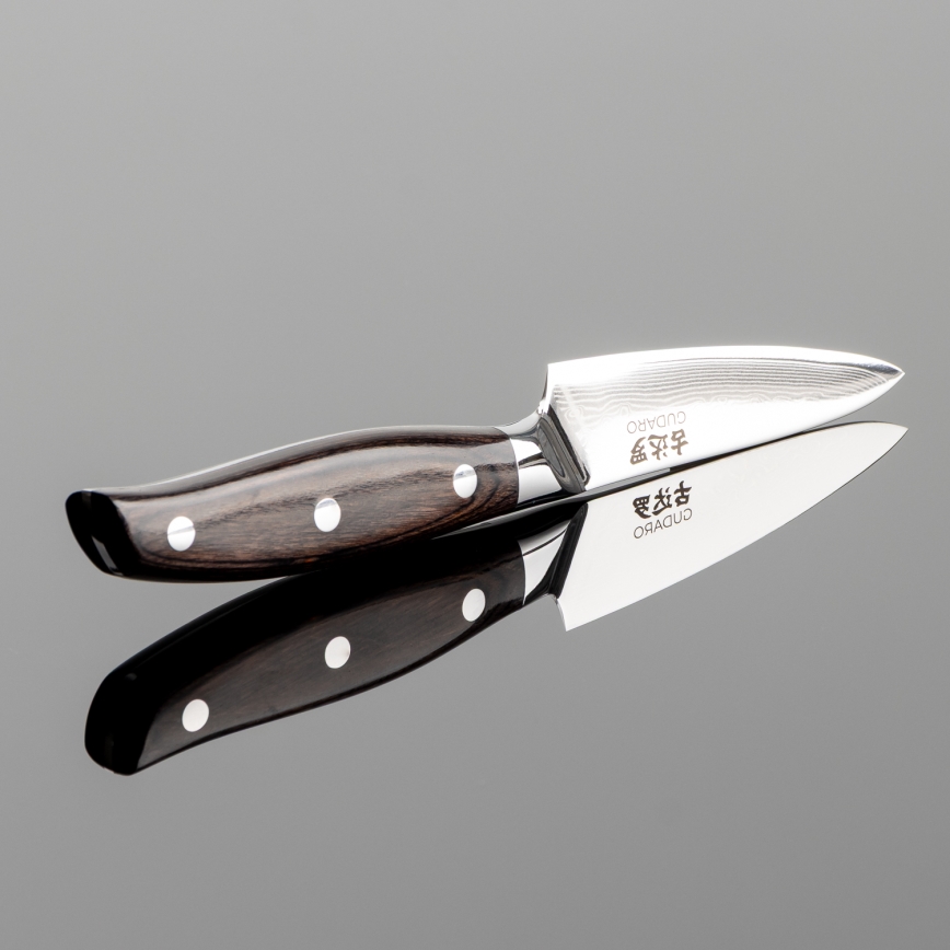 Gudaro - Cuțit de bucătărie din oțel damasc SHIRO 3,5, 67 de straturi de oțel, lungime 9,5 cm