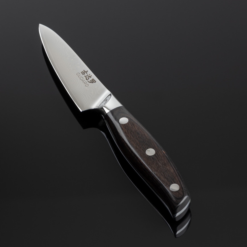 Gudaro - Cuțit de bucătărie din oțel damasc SHIRO 3,5, 67 de straturi de oțel, lungime 9,5 cm