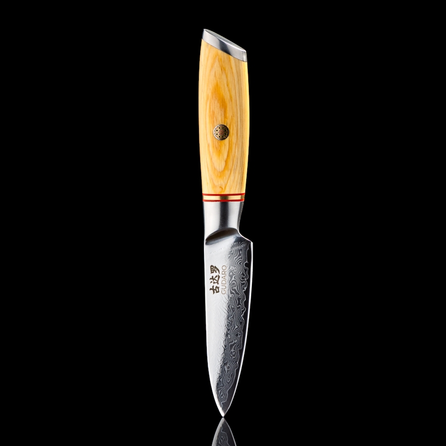 Gudaro - Cuțit de bucătărie HIKARI, lamă Damasc 3,5, 67 de straturi de oțel, lungime 9,5 cm