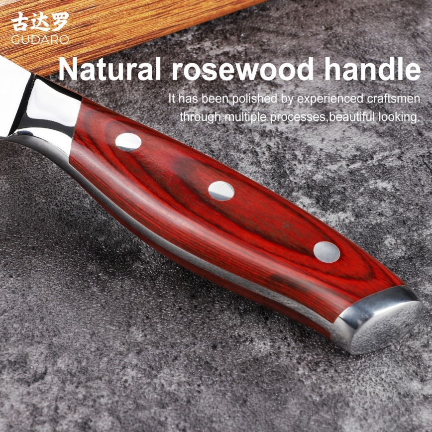 Gudaro - Cuțit de bucătărie KENSHO din oțel damasc, 3,5, 67 de straturi de oțel, lungime 9,5 cm