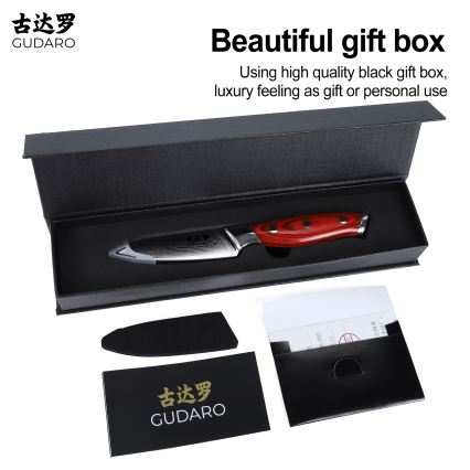 Gudaro - Cuțit de bucătărie KENSHO din oțel damasc, 3,5, 67 de straturi de oțel, lungime 9,5 cm