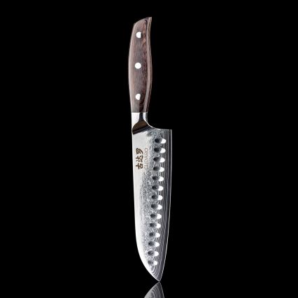 Gudaro - Cuțit de bucătărie Santoku SHIRO 7, oțel damasc, 67 de straturi, lungime 17,5 cm