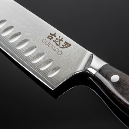 Gudaro - Cuțit de bucătărie Santoku SHIRO 7, oțel damasc, 67 de straturi, lungime 17,5 cm