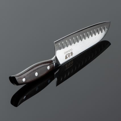 Gudaro - Cuțit de bucătărie Santoku SHIRO 7, oțel damasc, 67 de straturi, lungime 17,5 cm