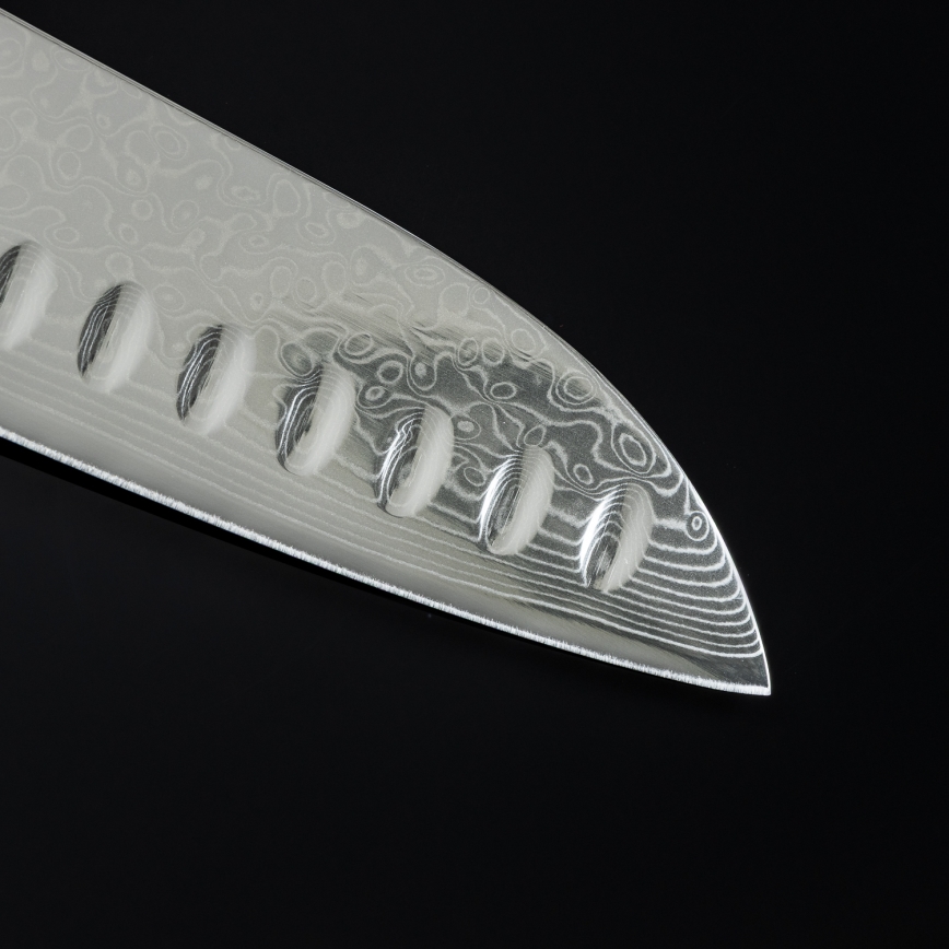 Gudaro - Cuțit de bucătărie Santoku SHIRO 7, oțel damasc, 67 de straturi, lungime 17,5 cm
