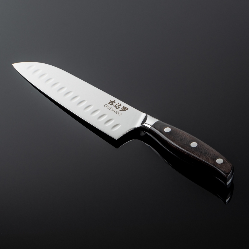 Gudaro - Cuțit de bucătărie Santoku SHIRO 7, oțel damasc, 67 de straturi, lungime 17,5 cm