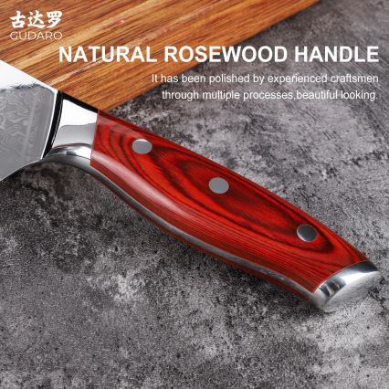 Gudaro - Cuțit de bucătărie Santoku KENSHO 7, oțel damasc, 67 de straturi, lungime 17,5 cm