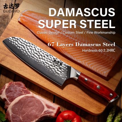Gudaro - Cuțit de bucătărie Santoku MIYABI 7, din oțel damasc cu 67 de straturi, lungime 17,5 cm