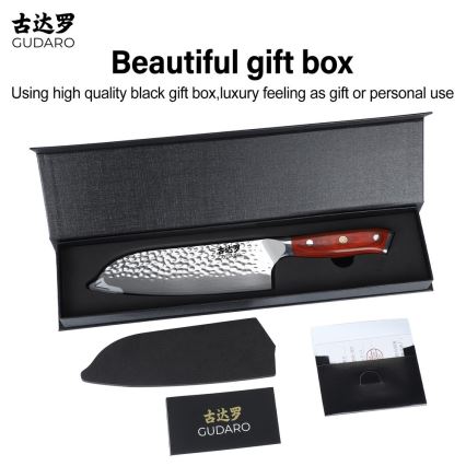 Gudaro - Cuțit de bucătărie Santoku MIYABI 7, din oțel damasc cu 67 de straturi, lungime 17,5 cm