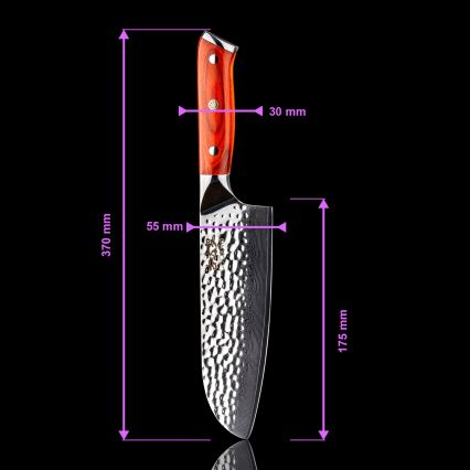 Gudaro - Cuțit de bucătărie Santoku MIYABI 7, din oțel damasc cu 67 de straturi, lungime 17,5 cm
