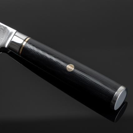 Gudaro - Cuțit universal de bucătărie din oțel damasc AKIRO 5, 67 de straturi de oțel, lungime 12,5 cm, negru