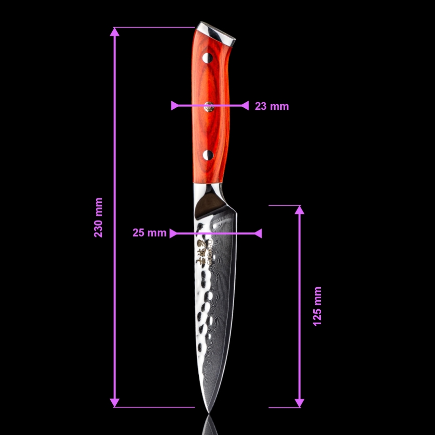 Gudaro - Cuțit universal de bucătărie MIYABI 5, oțel Damasc, 67 de straturi, lungime 12,5 cm