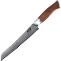 Gudaro - Cuțit de pâine TAKUMI 8, din oțel damasc cu 67 de straturi, lungime 20 cm, mâner din nuc
