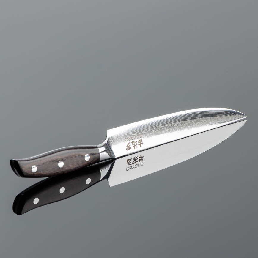 Gudaro - Cuțit pentru feliat SHIRO 8, din oțel damasc, 67 de straturi, lungime 20 cm