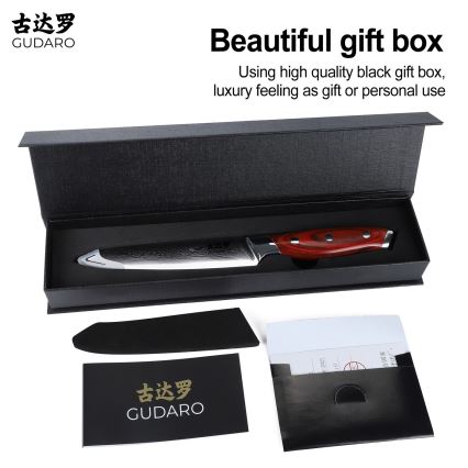 Gudaro - Cuțit universal de bucătărie KENSHO 5, din oțel damasc, 67 de straturi, lungime 12,5 cm