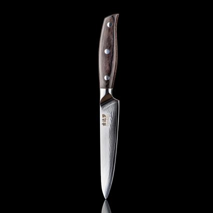 Gudaro - Cuțit universal de bucătărie SHIRO 5, din oțel damasc, 67 de straturi, lungimea lamei 12,5 cm