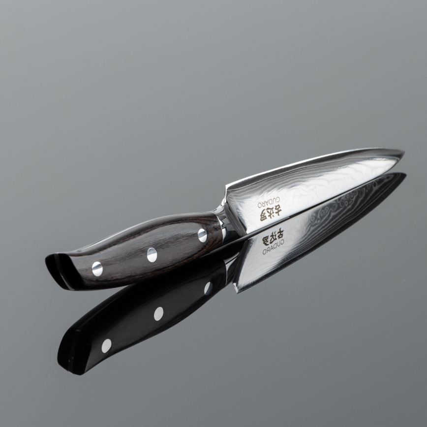 Gudaro - Cuțit universal de bucătărie SHIRO 5, din oțel damasc, 67 de straturi, lungimea lamei 12,5 cm