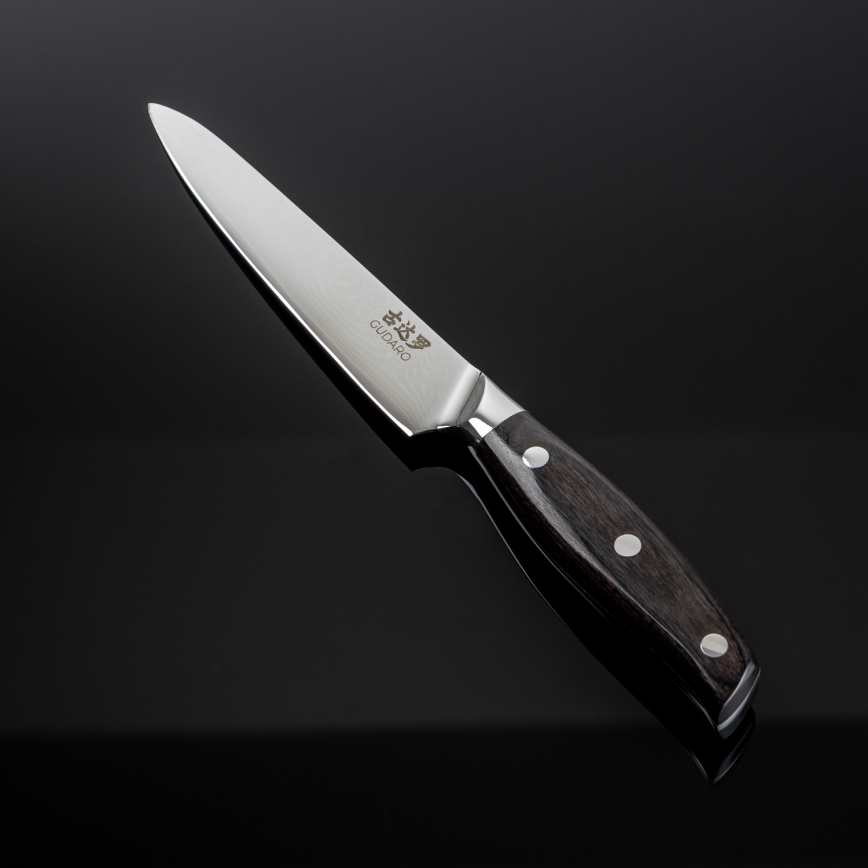Gudaro - Cuțit universal de bucătărie SHIRO 5, din oțel damasc, 67 de straturi, lungimea lamei 12,5 cm