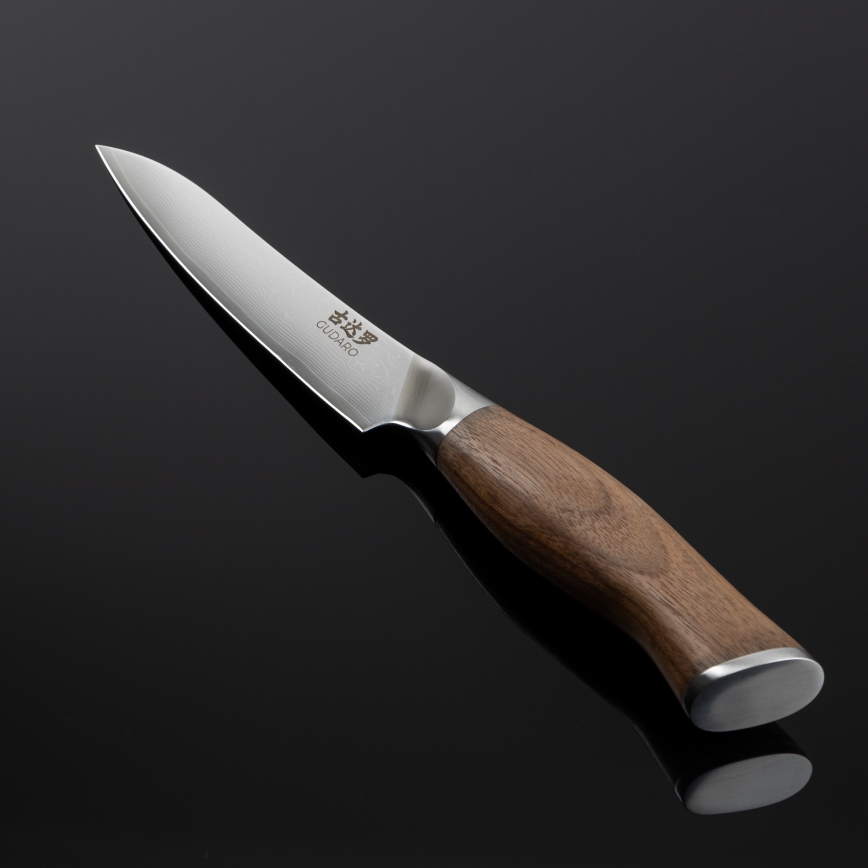 Gudaro - Cuțit universal de bucătărie TAKUMI 5, din oțel damasc cu 67 de straturi, lungime 12,5 cm, mâner din lemn de nuc