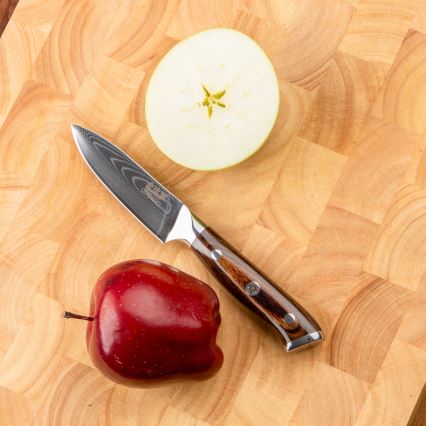 Gudaro - SET 1x cuțit de bucătar din oțel damasc FENG 8, 67 de straturi, lungime 20 cm + 1x cuțit santoku din oțel damasc FENG 7,5, 67 de straturi, lungime 18 cm + 1x CADOU cuțit de bucătărie din oțel damasc FENG 3,5, 67 de straturi, lungime 9,5 c