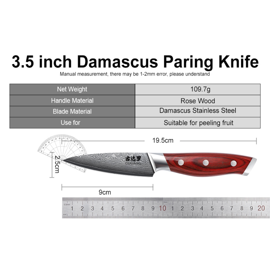 Gudaro - Set cuțite de bucătărie KENSHO, 7 piese, suport din salcâm