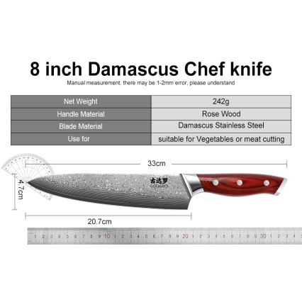 Gudaro - Set cuțite de bucătărie KENSHO, 7 piese, suport din salcâm