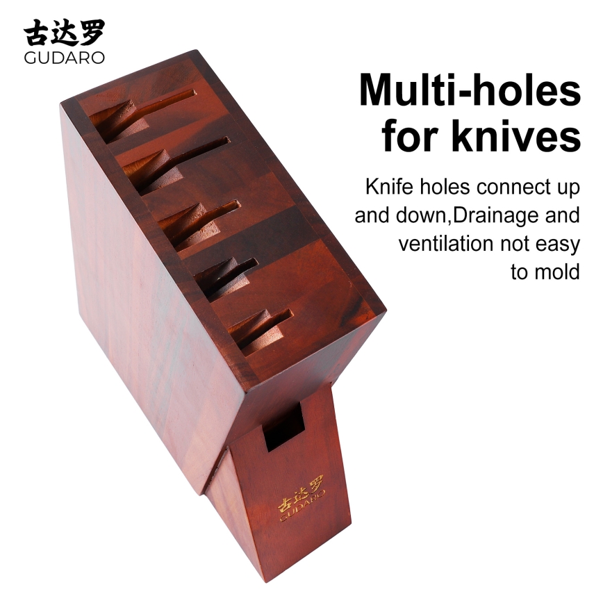 Gudaro - Suport pentru cuțite AKIRA 25x25x10 cm din salcâm