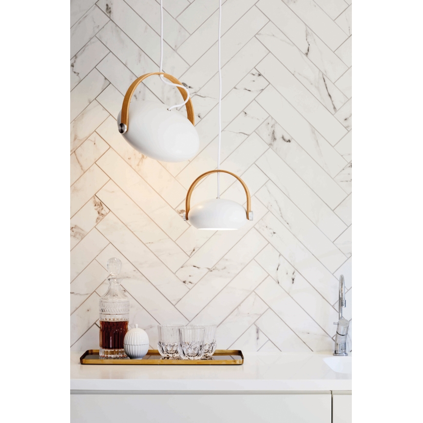 Halo Design 734337 - Pendul pe cablu DC, 1xE27/40W/230V, Ø 26 cm, alb/stejar