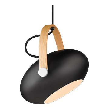 Halo Design 734344 - Lustru suspendat cu cablu DC 1xE27/40W/230V Ø 26 cm negru/stejar