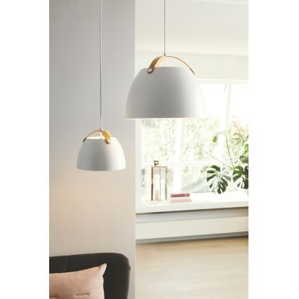 Halo Design 734870 - Pendul cu cablu OSLO 1xE27/40W/230V Ø 40 cm alb/stejar