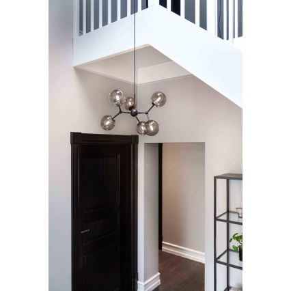 Halo Design 738823 - Lustră suspendată pe cablu ATOM 6xG9/28W/230V Ø 57 cm negru/fumuriu
