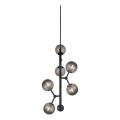 Halo Design 738854 - Candelabru pe cablu ATOM, 6x G9/28W/230V, Ø 30 cm, negru / negru fumuriu