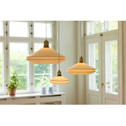 Halo Design 744091 - Lampă suspendată pe cablu PARIS 1xE14/40W/230V, Ø 24 cm, crem/alamă/stejar