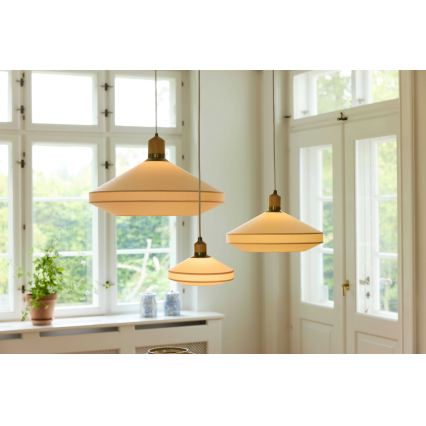 Halo Design 744305 - Lustră suspendată PARIS pe cablu, 1xE27/40W/230V, Ø 56 cm, crem/alamă/stejar