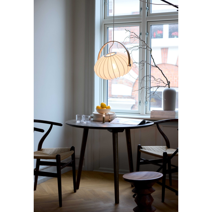 Halo Design 746347 - Lustru suspendat pe cablu DC, 1xE27/40W/230V, Ø 40 cm, alb/stejar