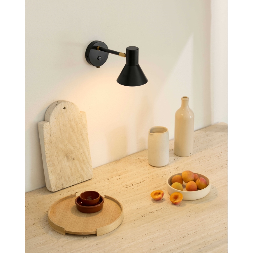 Halo Design 747450 - Aplică de perete STYLE 1xE14/25W/230V negru/alamă