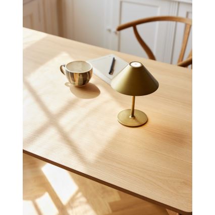Halo Design 800841 - Lampă de masă reîncărcabilă HYGGE pentru exterior, LED reglabilă, 3W, 4000 mAh, IP54, alamă