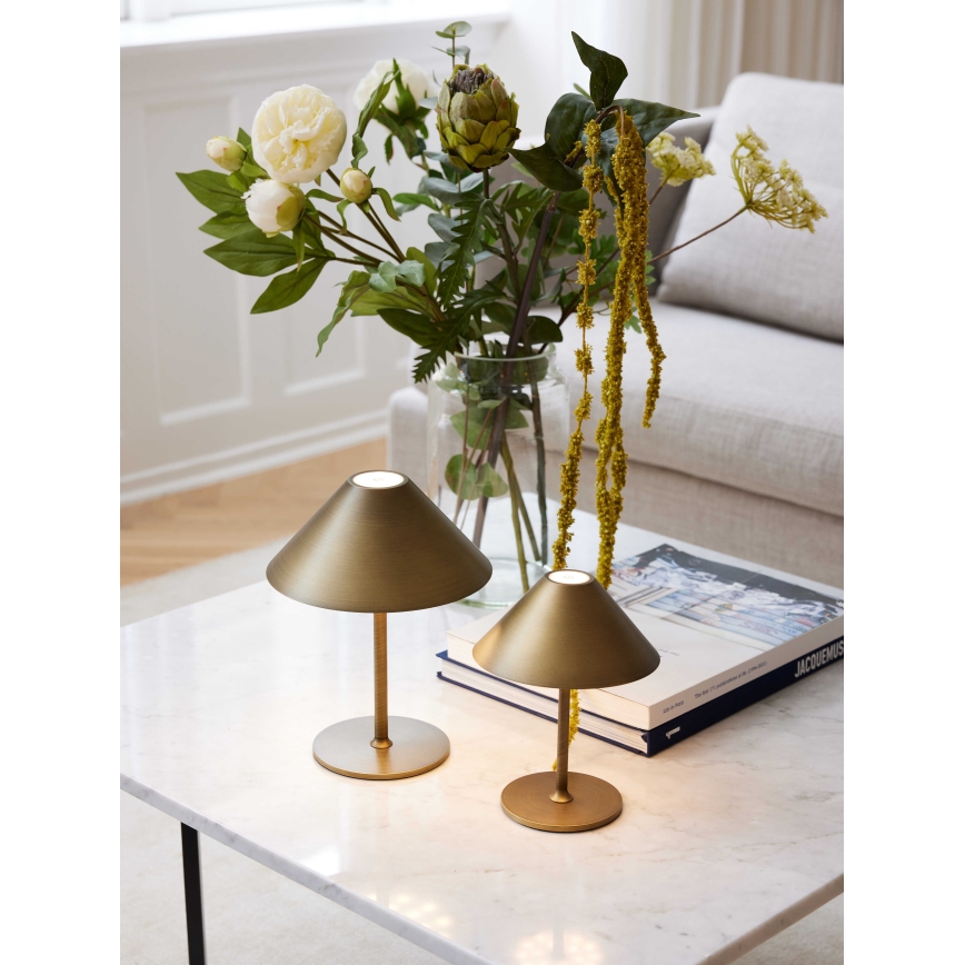 Halo Design 800841 - Lampă de masă reîncărcabilă HYGGE pentru exterior, LED reglabilă, 3W, 4000 mAh, IP54, alamă