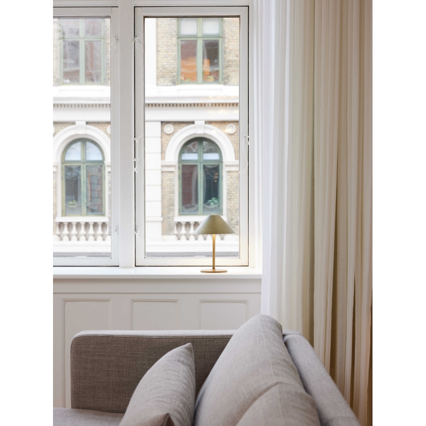 Halo Design 800841 - Lampă de masă reîncărcabilă HYGGE pentru exterior, LED reglabilă, 3W, 4000 mAh, IP54, alamă