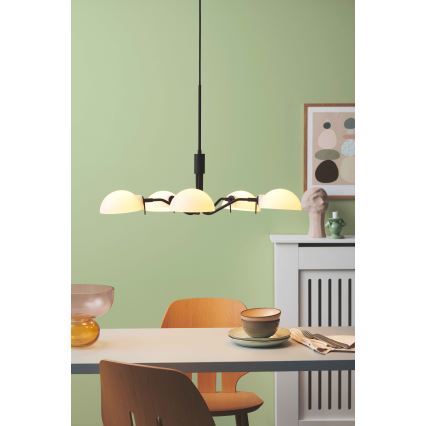 Halo Design KJOBENHAVN 740369 - Candelabru suspendat pe cablu, 5 x G9, 28W, 230V, Ø 50 cm, negru
