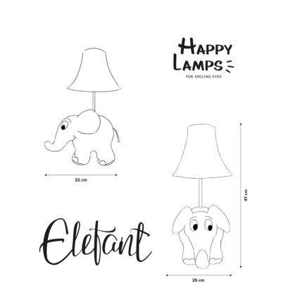 Happy Lamps - Lampă de birou pentru copii cu LED ELEPHANT DIN SENDUNG MIT DER MAUS LED/5,4W/230V elefant