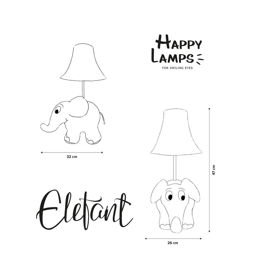 Happy Lamps - Lampă de birou pentru copii cu LED ELEPHANT DIN SENDUNG MIT DER MAUS LED/5,4W/230V elefant