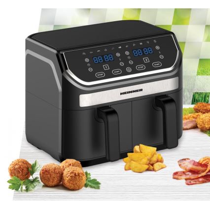 Heinner HAF-KDB1700BK - Friteuză cu aer cald duală, 8,5 l, 1700W/230V, neagră