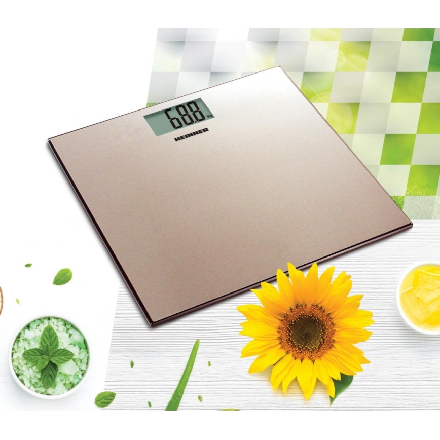 Heinner HBS-180SSGD - Cântar digital personal, inox, alimentare 2x AAA