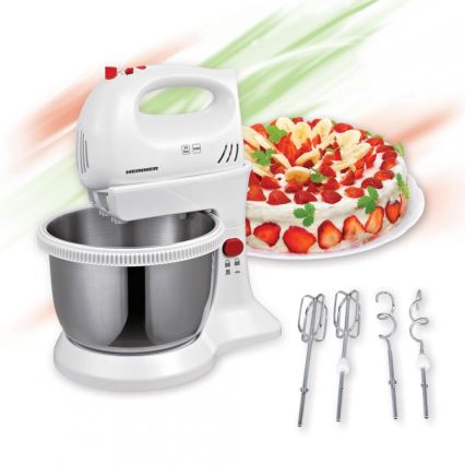 Heinner HMBR-300W - Mixer de mână cu bol rotativ 300W/230V alb