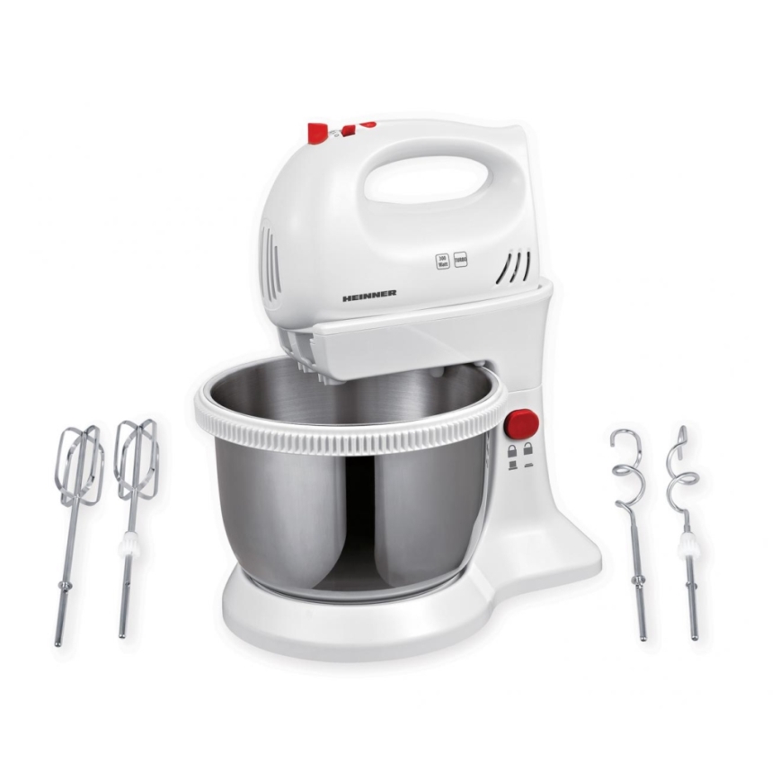 Heinner HMBR-300W - Mixer de mână cu bol rotativ 300W/230V alb