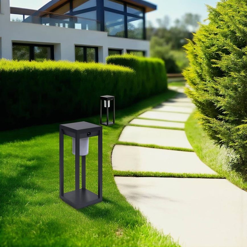 Hesperide - Lanternă solară LED cu senzor de mișcare și de amurg PIKY LED/3,7V 2600 mAh 40 cm IP65 antracit