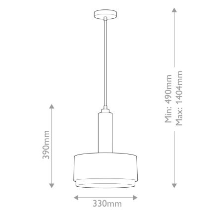 Hinkley - Pendul cu tijă CEDRIC, 2x E27/60W/230V, Ø 33 cm, auriu/negru