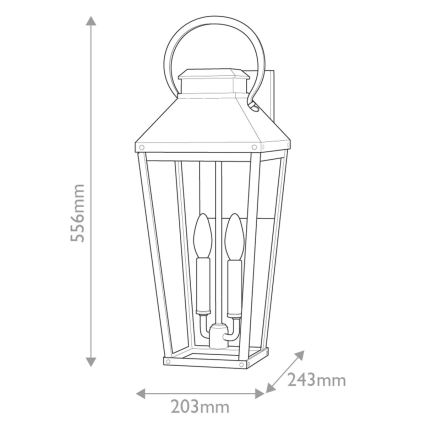 Hinkley - Aplică de exterior DAWSON L 2xE14/40W/230V IP44 neagră